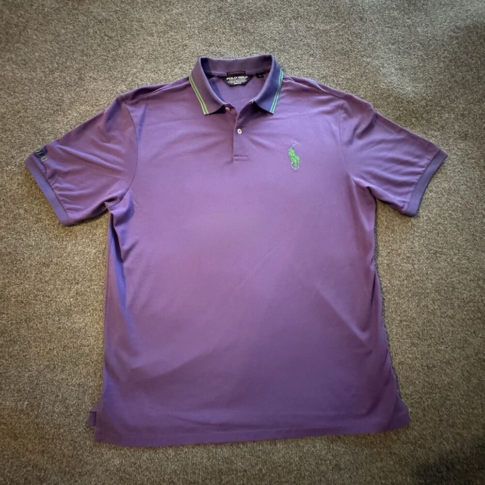 Polo Golf Ralph Lauren Polo Shirt Performance Pro Fit Purple Big Pony Mens XL - Picture 3 of 8